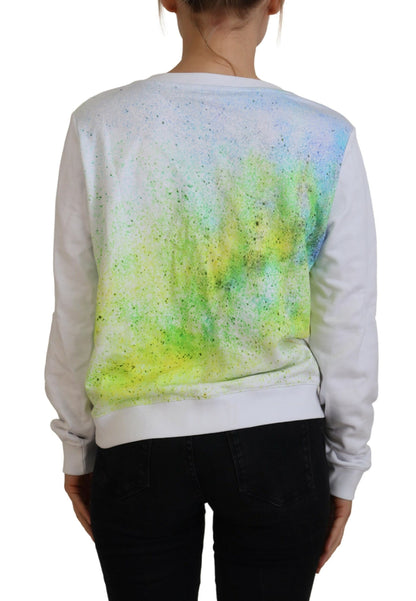 Versace Jeans Women's White Graphic Print Long Sleeves Sweater