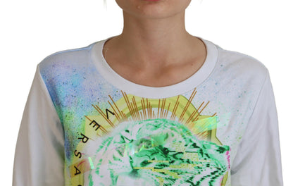 Versace Jeans Women's White Graphic Print Long Sleeves Sweater