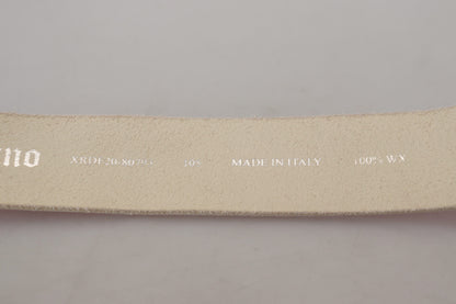 John Galliano Pink Leather Letter Logo Round Buckle Waist Belt