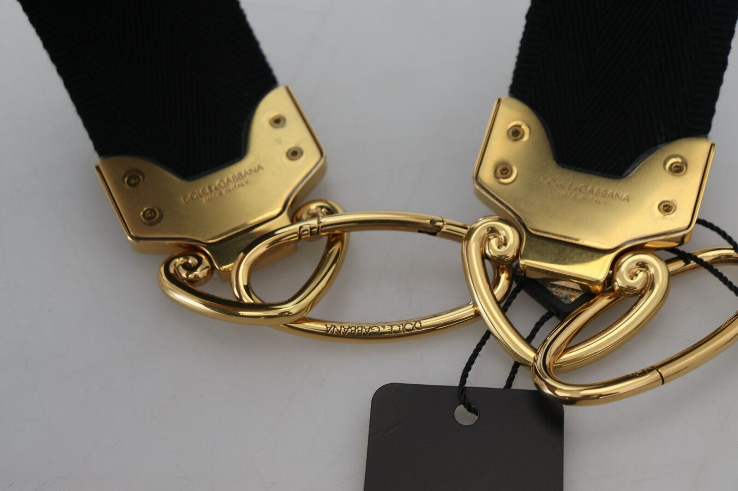 Shoulder Strap by Dolce & Gabbana for unisex in lambskin leather & metal black, gold & print showcases a enviable design, perfect for elevating any ensemble as part of the Lambskin Leather Metal Shoulder Strap collection.