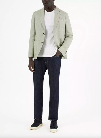 Jeans by Jacob Cohen for men in stretch denim cotton dark-blue features a refined silhouette with a refined straight-leg & regular-fit, defined by a and a refined long for a refined finish.