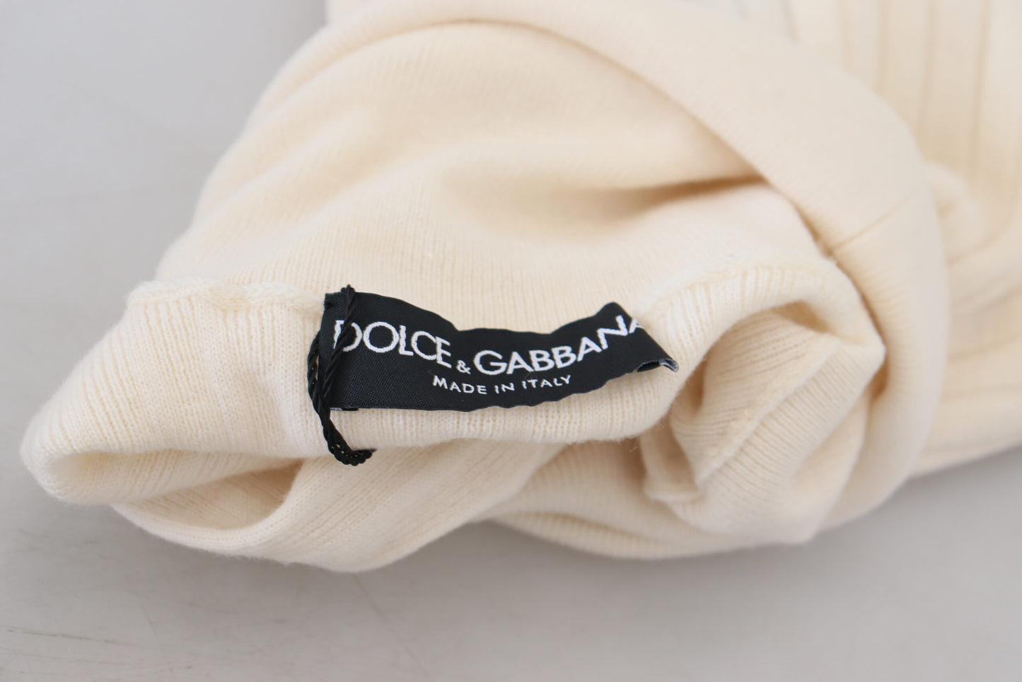 Dolce & Gabbana Ladies' Ivory Turtleneck Distressed Cuff Pullover Sweater