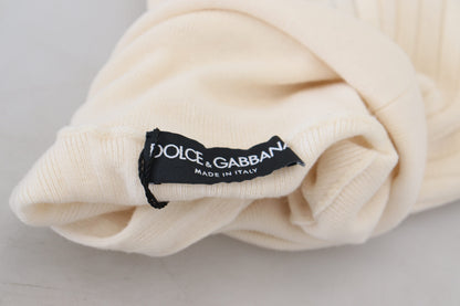 Dolce & Gabbana Ladies' Ivory Turtleneck Distressed Cuff Pullover Sweater