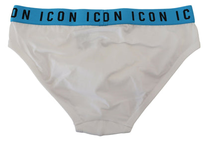 Dsquared² White Icon Logo Cotton Stretch Men Brief Underwear