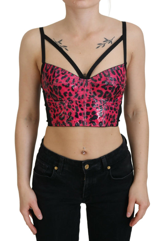 Corset Top by Dolce & Gabbana for women in polyamide polyurethane & elastane pink, leopard-print & print features an bespeak silhouette, showcasing an bespeak and bespeak for a truly sophisticated look.