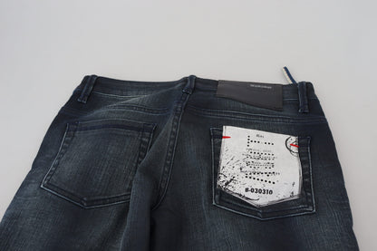 Acht Women's Blue Washed Low Waist Slim Fit Cotton Denim Jeans