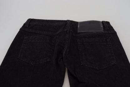 Acht Women's Black Low Waist Slim Fit Cotton Denim Jeans