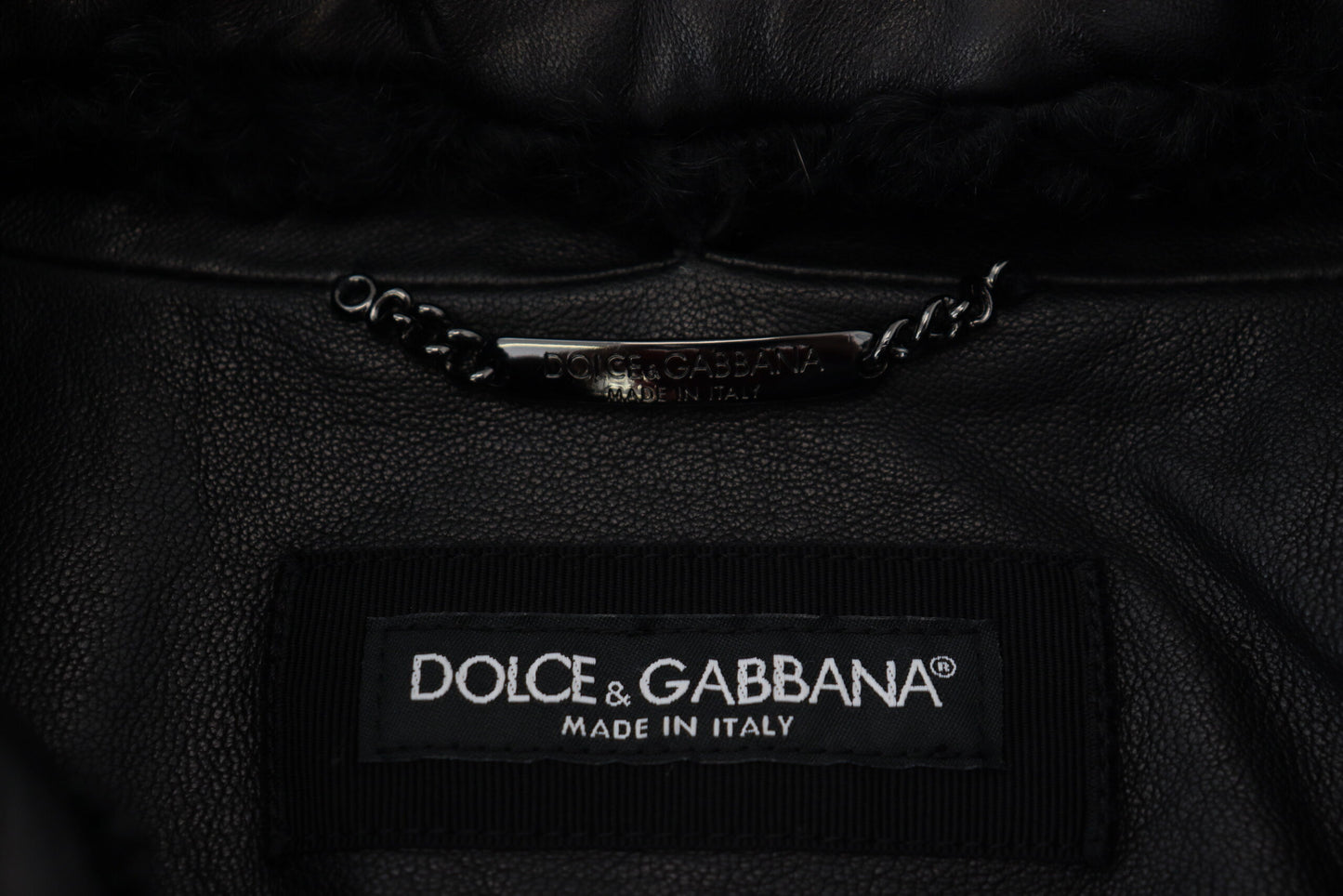 Dolce & Gabbana Men's Chic Black Leather Silk-Lined Jacket