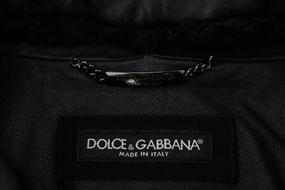 Dolce & Gabbana Men's Chic Black Leather Silk-Lined Jacket