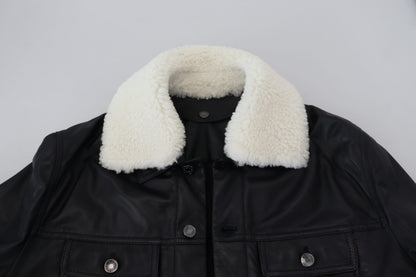 Dolce & Gabbana Men's Elegant Black Leather Bomber Jacket