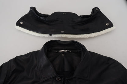Dolce & Gabbana Men's Elegant Black Leather Bomber Jacket
