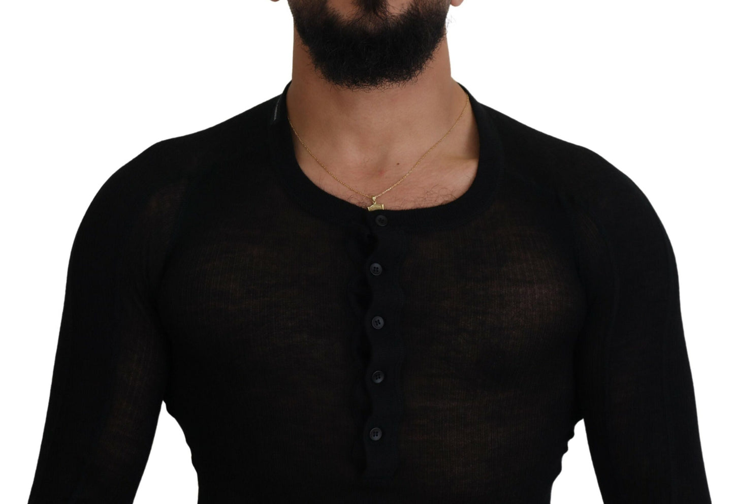 Dolce & Gabbana Men's Black Cashmere Button Pullover Sweater