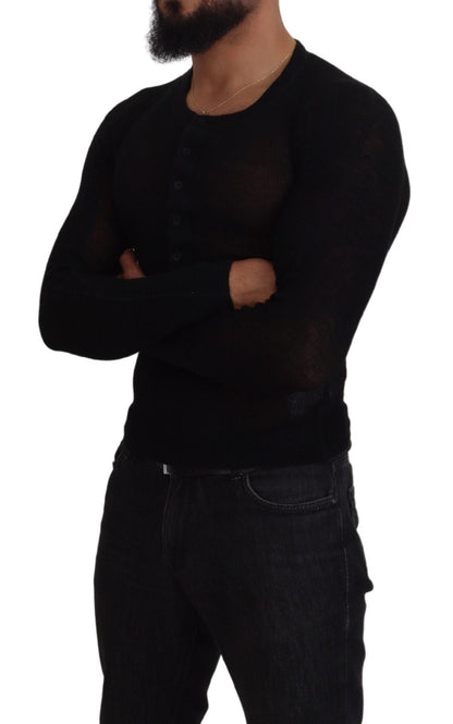 Dolce & Gabbana Men's Black Cashmere Button Pullover Sweater