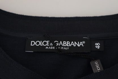 Dolce & Gabbana Men's Blue Cotton Button Crewneck Pullover Sweater