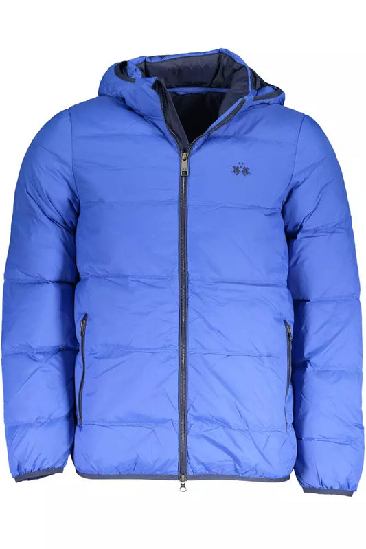 Hooded Jacket by La Martina for men in polyamide blue presents a impeccable silhouette, showcasing distinct pockets & hooded and a impeccable hooded neckline for a sophisticated finish.