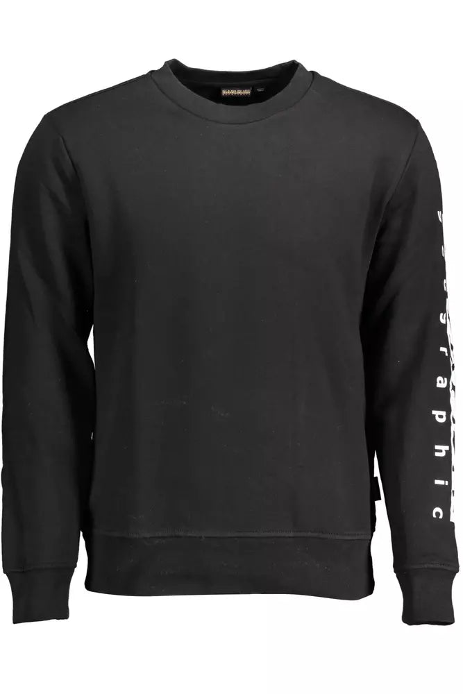 Sweatshirt by Napapijri for men in cotton polyester black & print presents a smart casual silhouette, featuring a smart casual round neckline and for a sophisticated look.