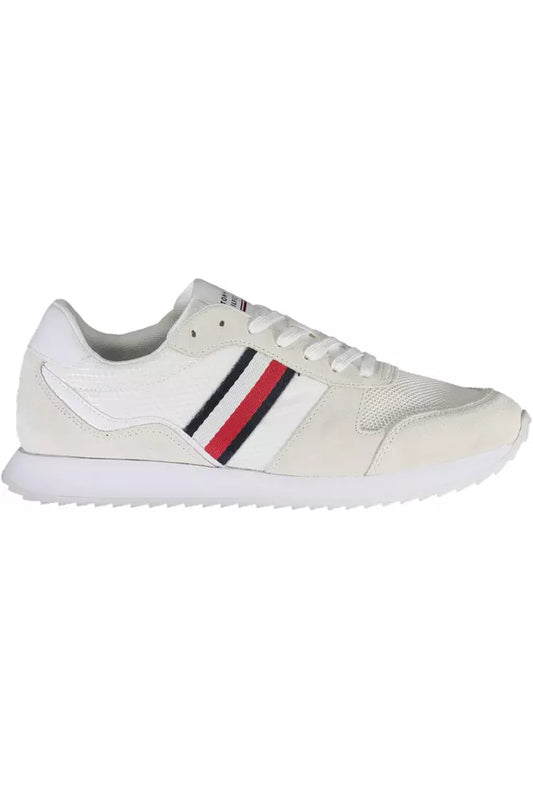 Sneakers by Tommy Hilfiger for men in polyester polyethylene leather white features an sumptuous design from the Men's Casual Polyester Polyethylene Leather Sneakers collection, highlighting a sumptuous casual style for a premium, high-fashion look.