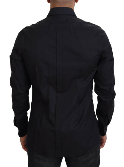 Dolce & Gabbana Men's Black Roses Slim Fit Cotton Shirt