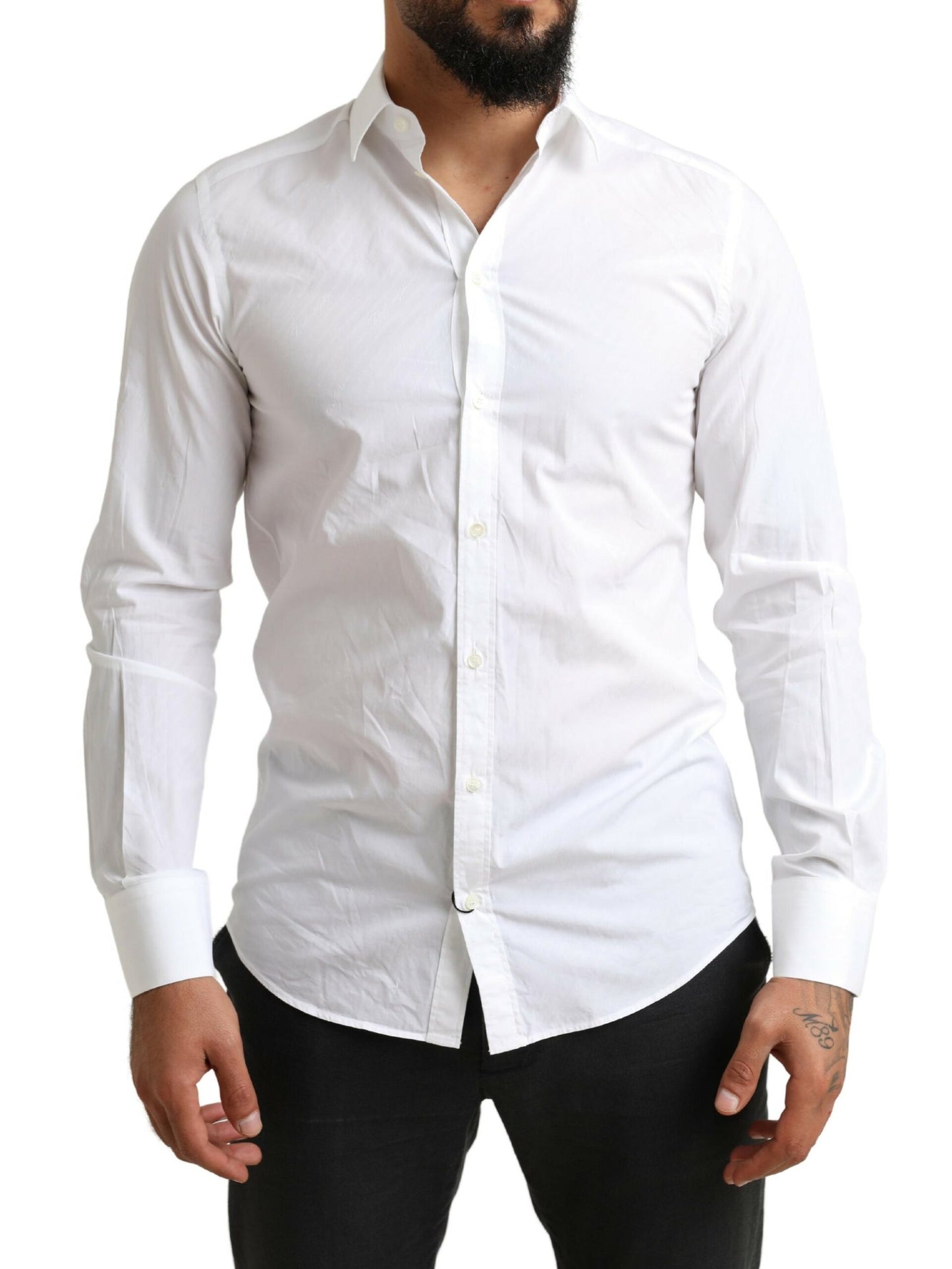 Dolce & Gabbana Men's White MARTINI Cotton Dress Formal Shirt