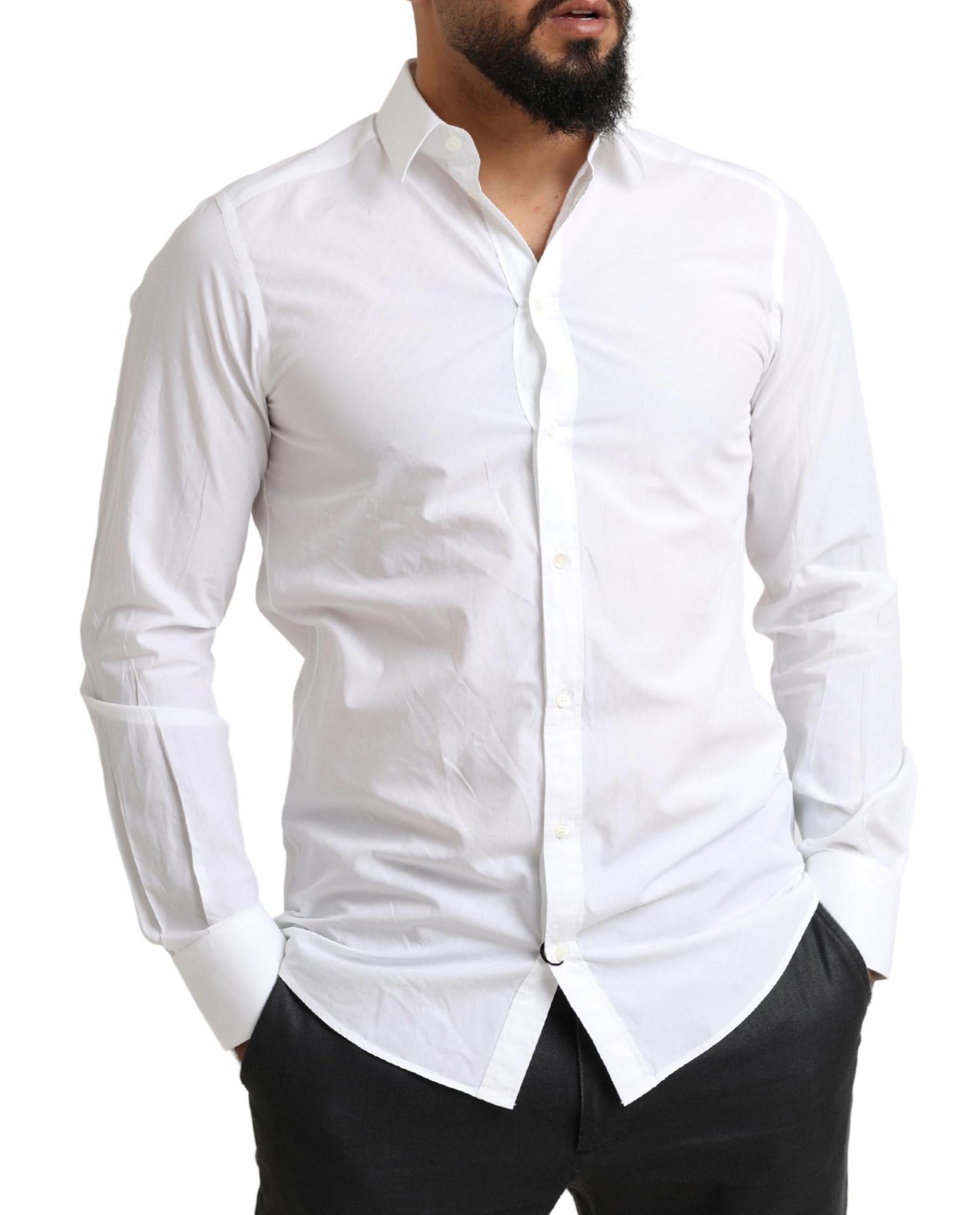 Dolce & Gabbana Men's White MARTINI Cotton Dress Formal Shirt