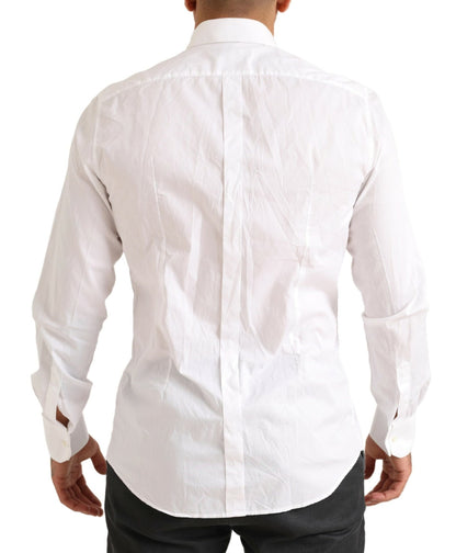 Dolce & Gabbana Men's White GOLD Formal Cotton Tuxedo Dress Shirt