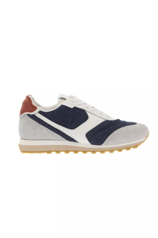 Sneakers by Pantofola D'Oro for men in leather & rubber blue & print features an opulent silhouette from the Men's Casual Leather & Rubber Sneakers collection, showcasing a signature casual style with an opulent finish.