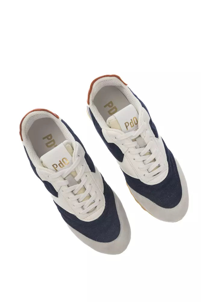 Sneakers by Pantofola D'Oro for men in leather & rubber blue & print presents a sumptuous silhouette from the Men's Casual Leather & Rubber Sneakers collection, showcasing a sumptuous casual style for an elevated aesthetic.