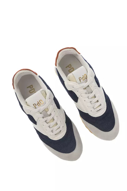 Sneakers by Pantofola D'Oro for men in leather & rubber blue & print presents a sumptuous silhouette from the Men's Casual Leather & Rubber Sneakers collection, showcasing a sumptuous casual style for an elevated aesthetic.