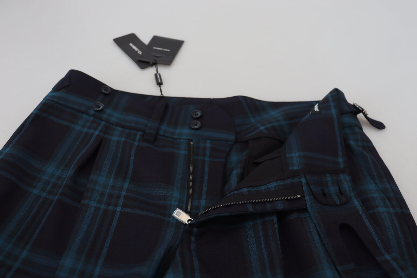 Dolce & Gabbana Men's Blue Purple Plaid Wool Trousers Pants