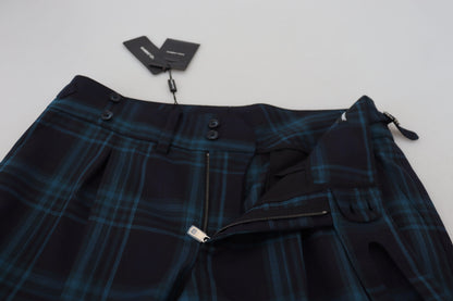 Dolce & Gabbana Men's Blue Purple Plaid Wool Trousers Pants