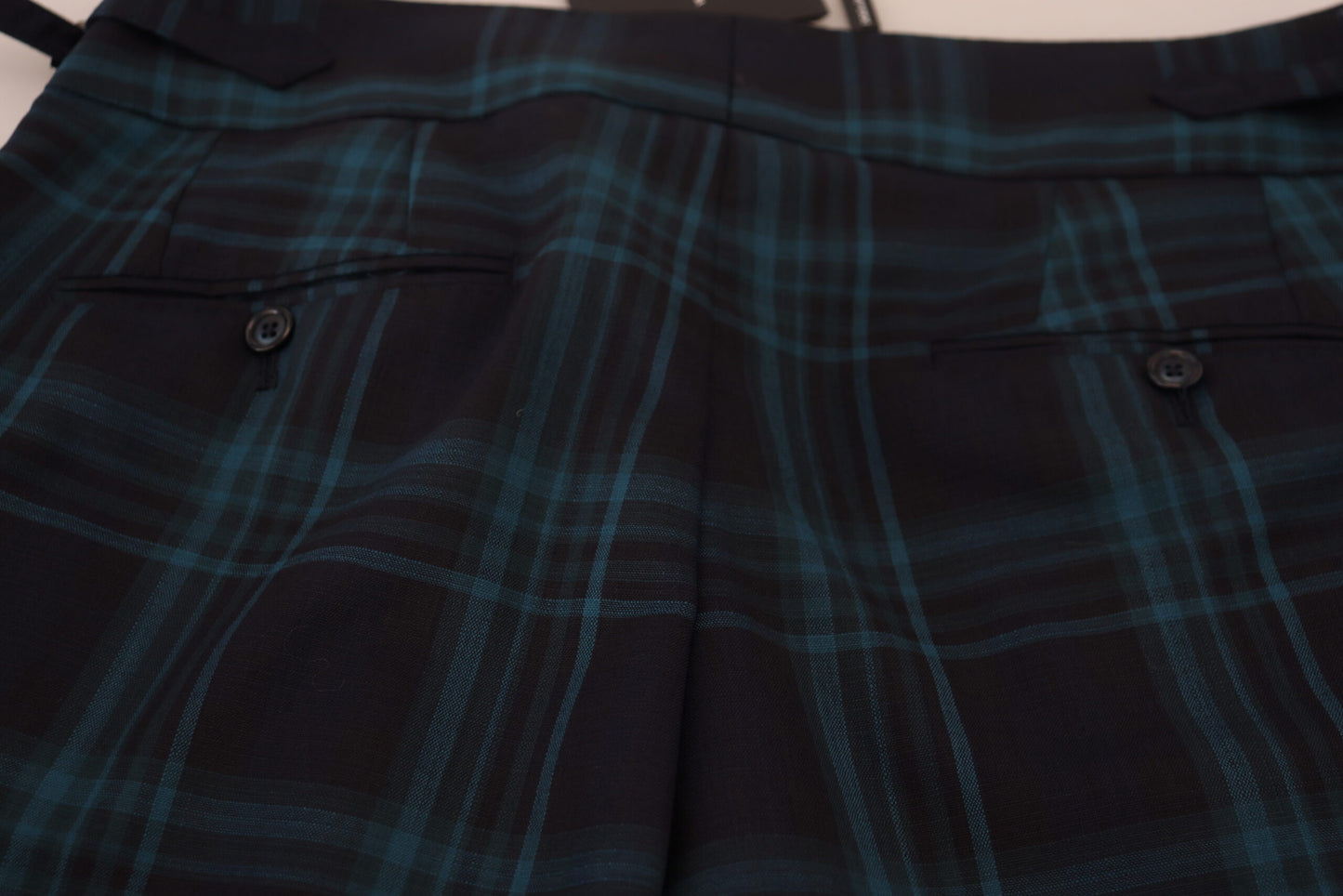 Dolce & Gabbana Men's Blue Purple Plaid Wool Trousers Pants
