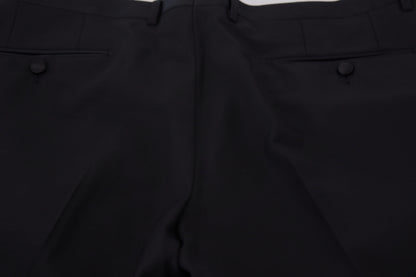 Dolce & Gabbana Men's Black Dress Wool Silk Trouser Pants
