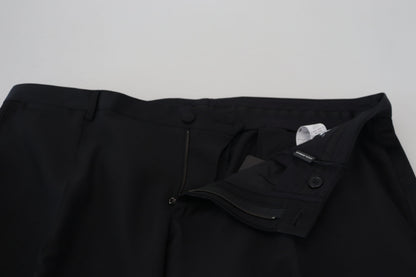 Dolce & Gabbana Men's Black Dress Wool Silk Trouser Pants