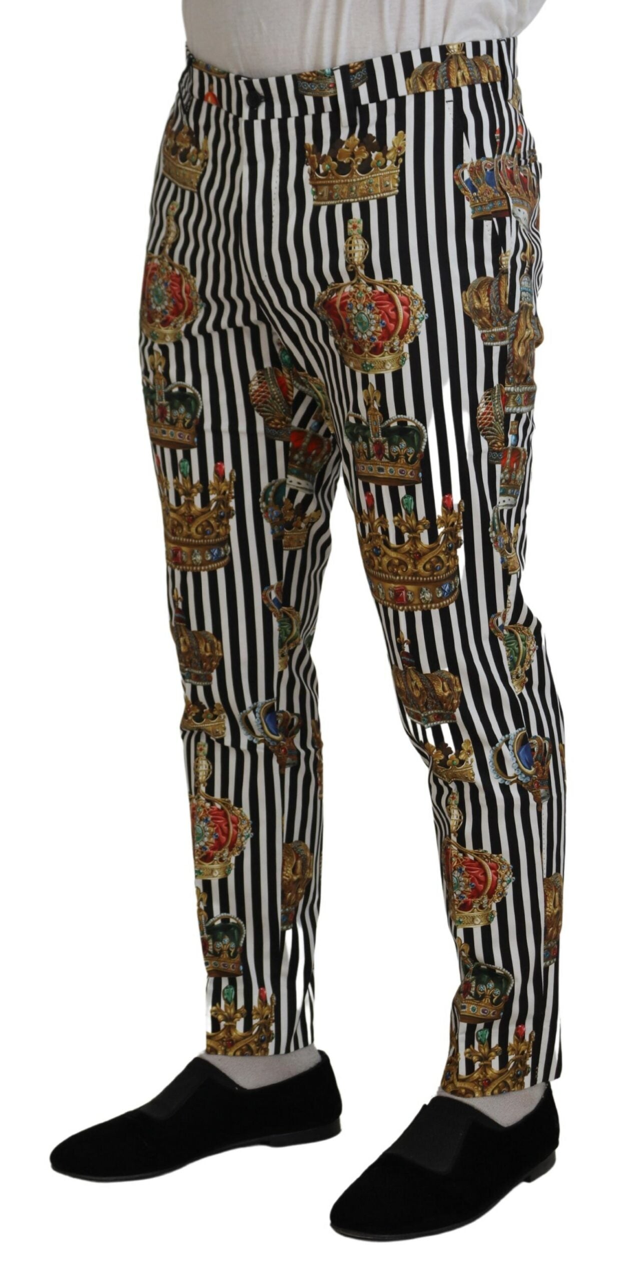 Dolce & Gabbana Men's White Cotton Stretch Crown Trouser Pants