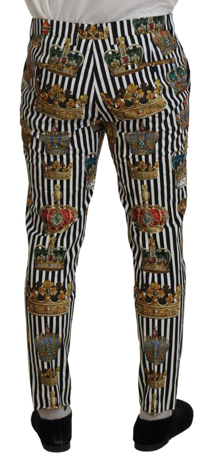 Dolce & Gabbana Men's White Cotton Stretch Crown Trouser Pants