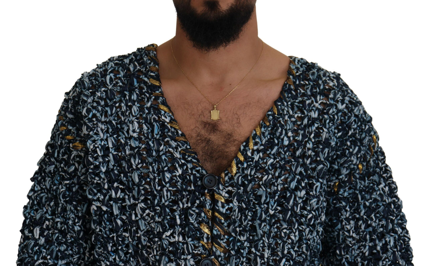 Dolce & Gabbana Men's Blue Button Cardigan Fatto A Mano Sweater