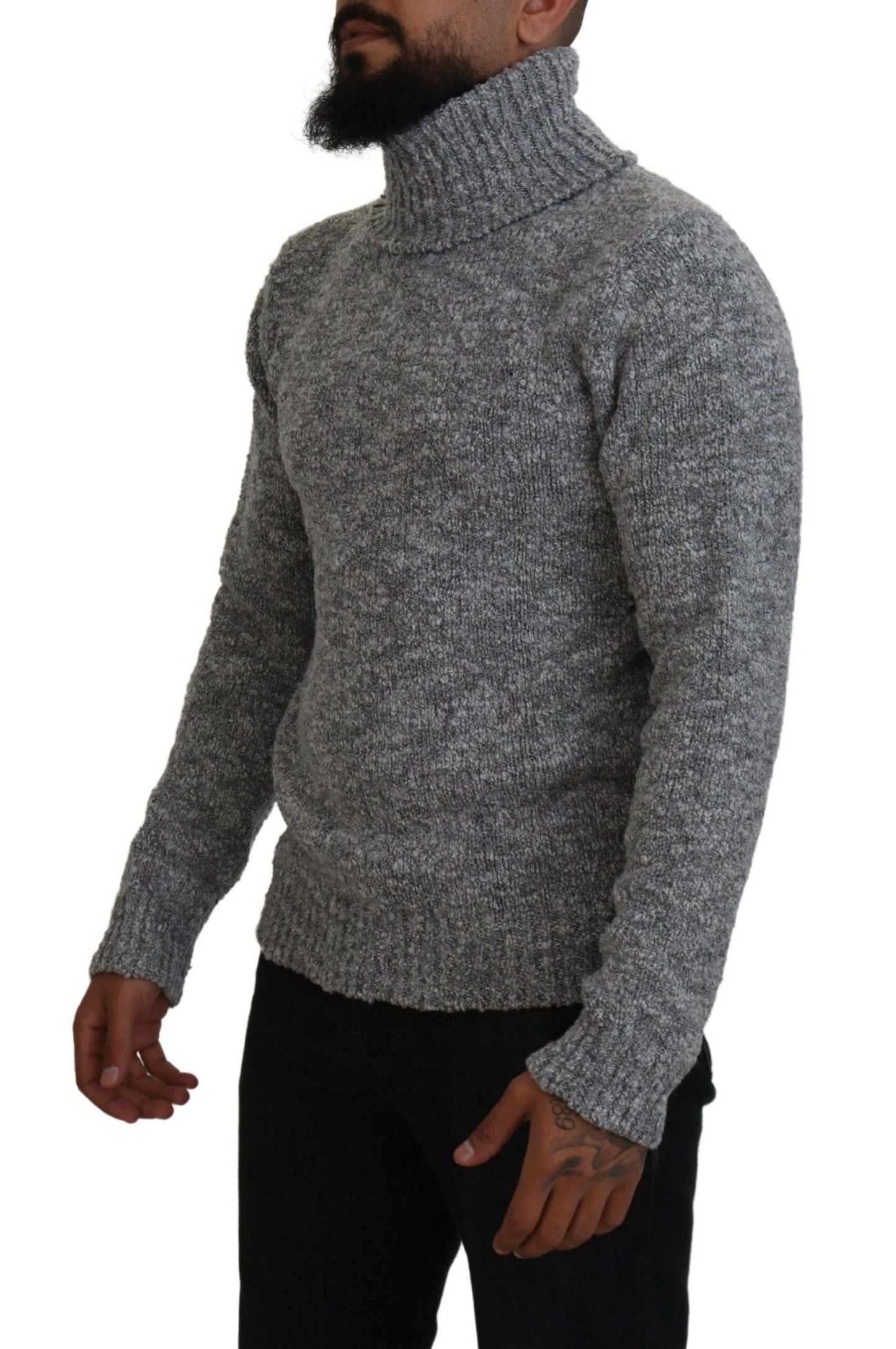 Dolce & Gabbana Men's Grey Wool Knit Turtleneck Pullover Sweater