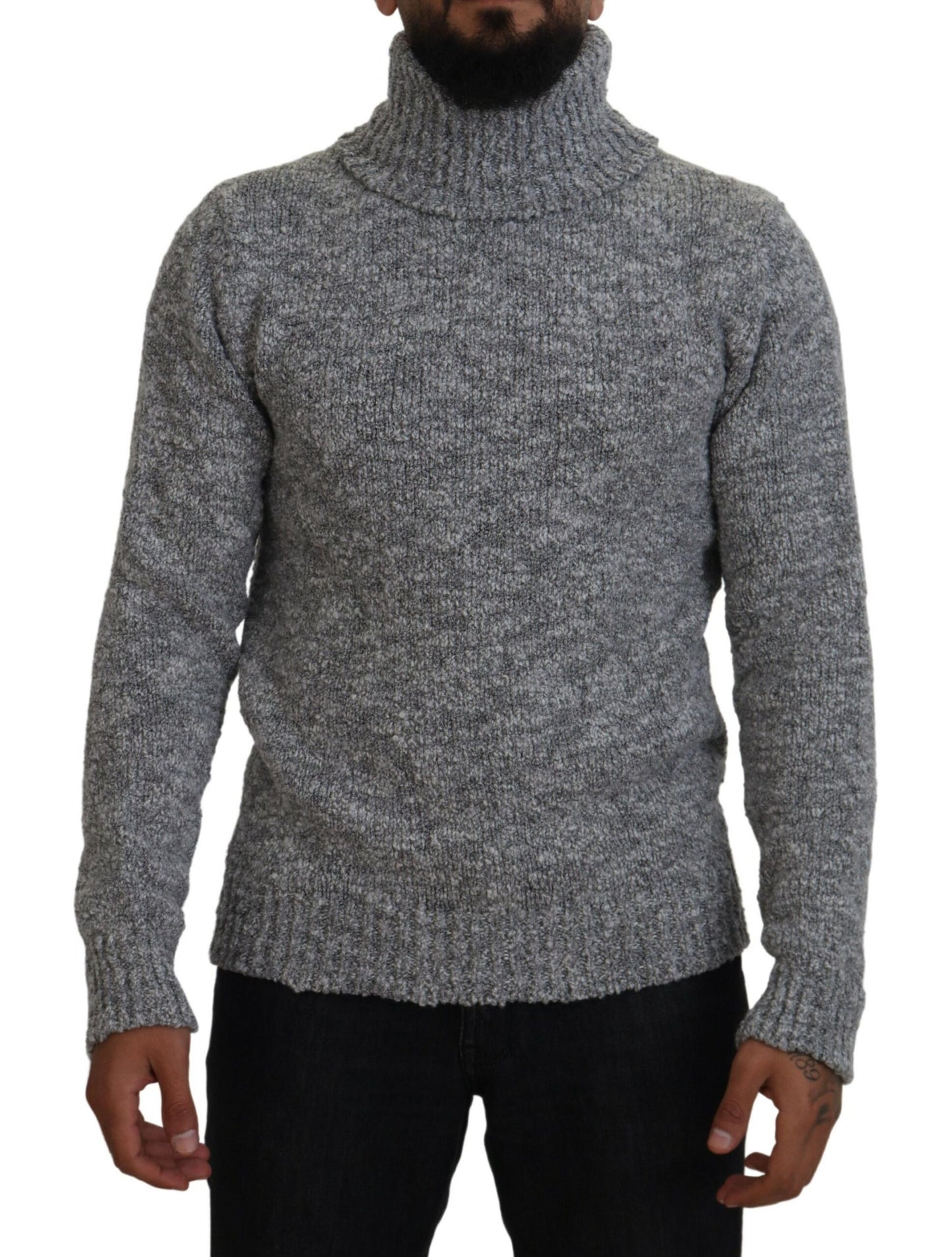 Dolce & Gabbana Men's Grey Wool Knit Turtleneck Pullover Sweater