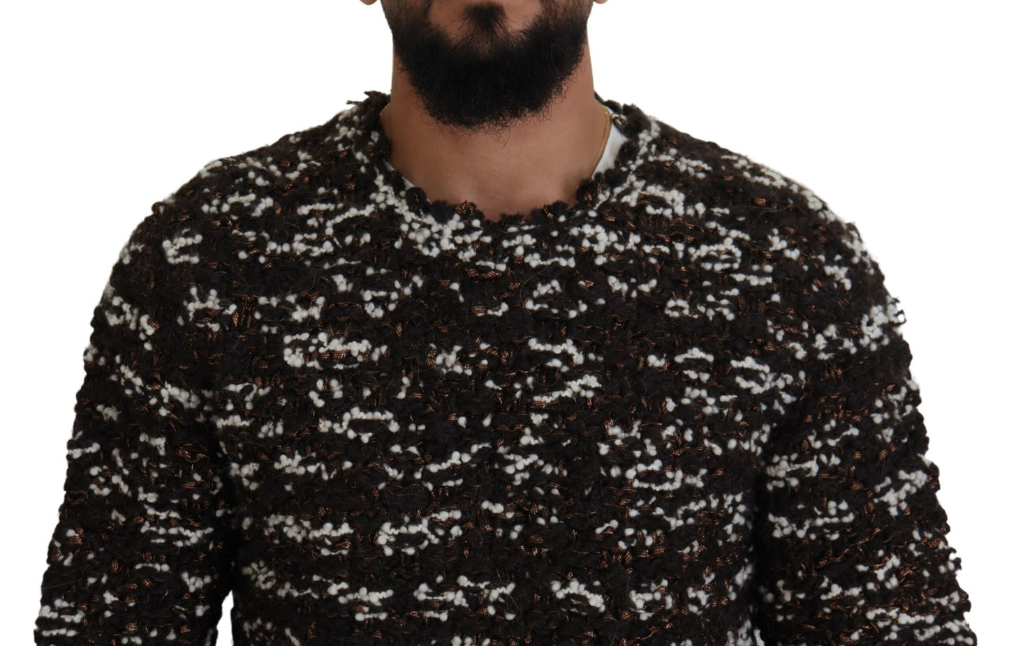 Dolce & Gabbana Men's Brown Knitted Wool Fatto A Mano Sweater