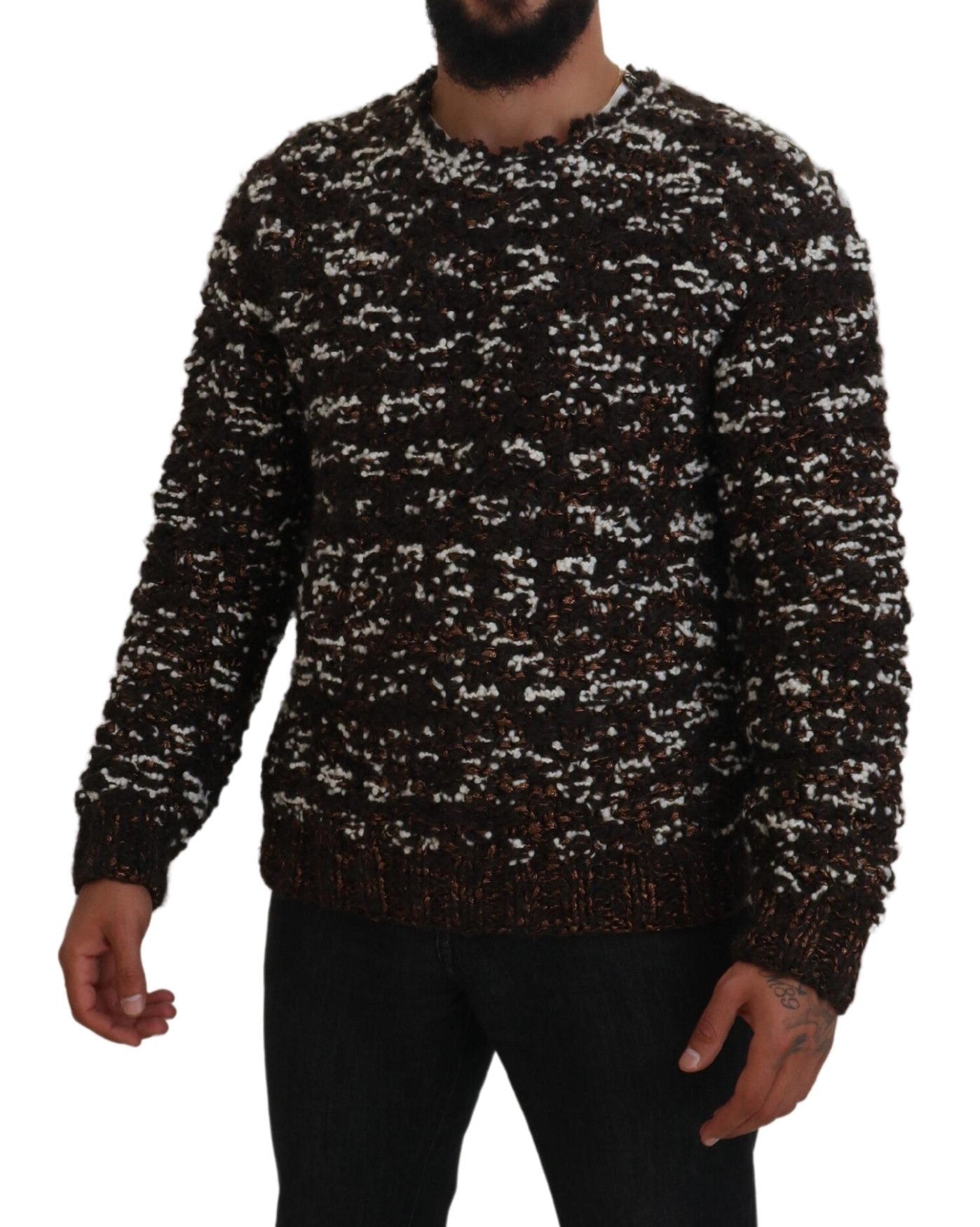 Dolce & Gabbana Men's Brown Knitted Wool Fatto A Mano Sweater