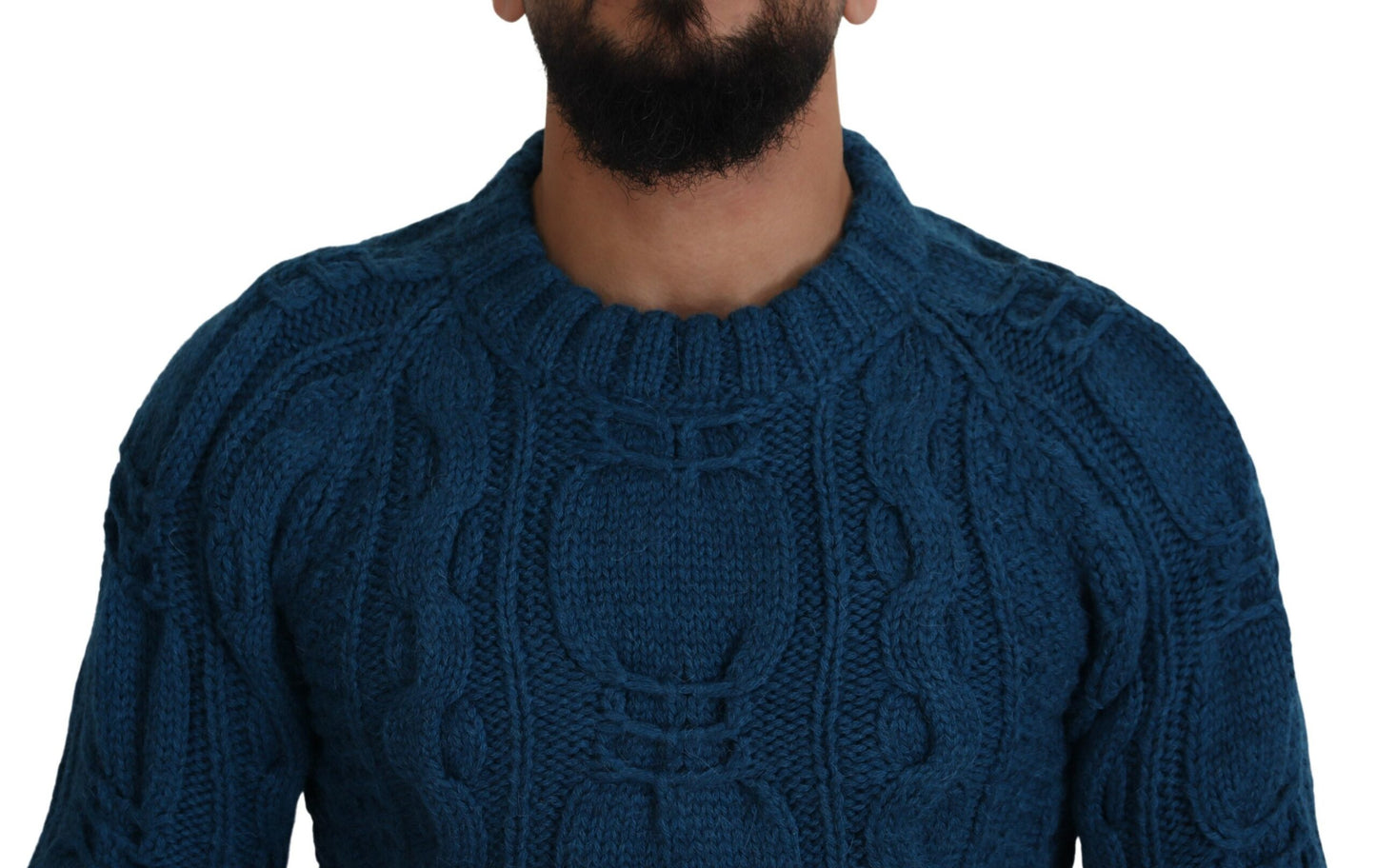 Dolce & Gabbana Men's Blue Knitted Wool Alpaca Pullover Sweater