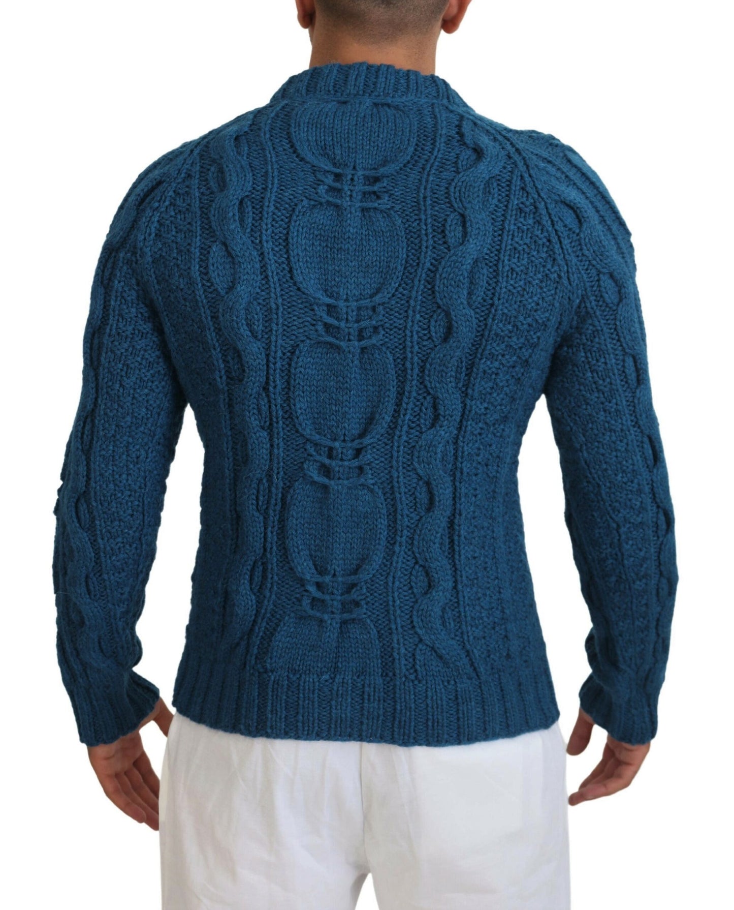 Dolce & Gabbana Men's Blue Knitted Wool Alpaca Pullover Sweater