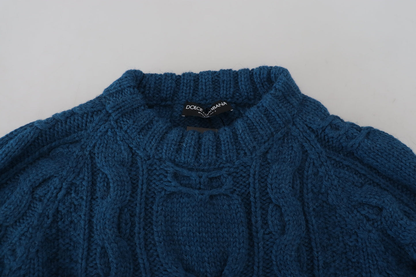 Dolce & Gabbana Men's Blue Knitted Wool Alpaca Pullover Sweater