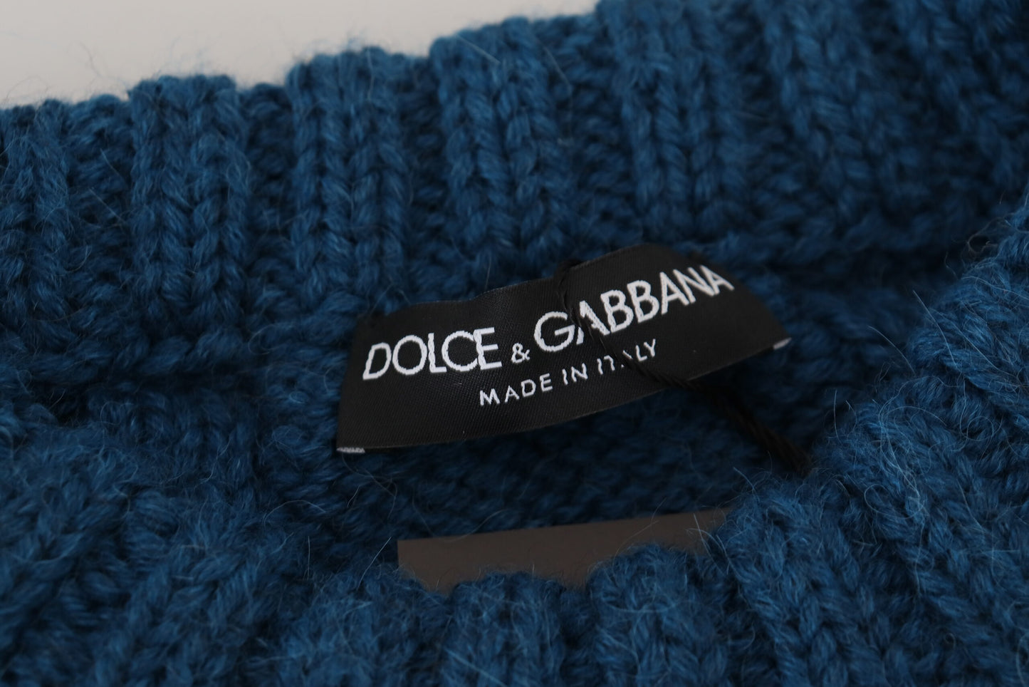 Dolce & Gabbana Men's Blue Knitted Wool Alpaca Pullover Sweater