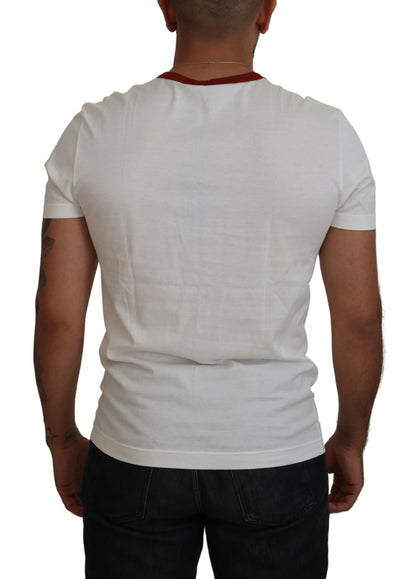 Dolce & Gabbana Men's Cotton White Logo Print Crewneck T-shirt