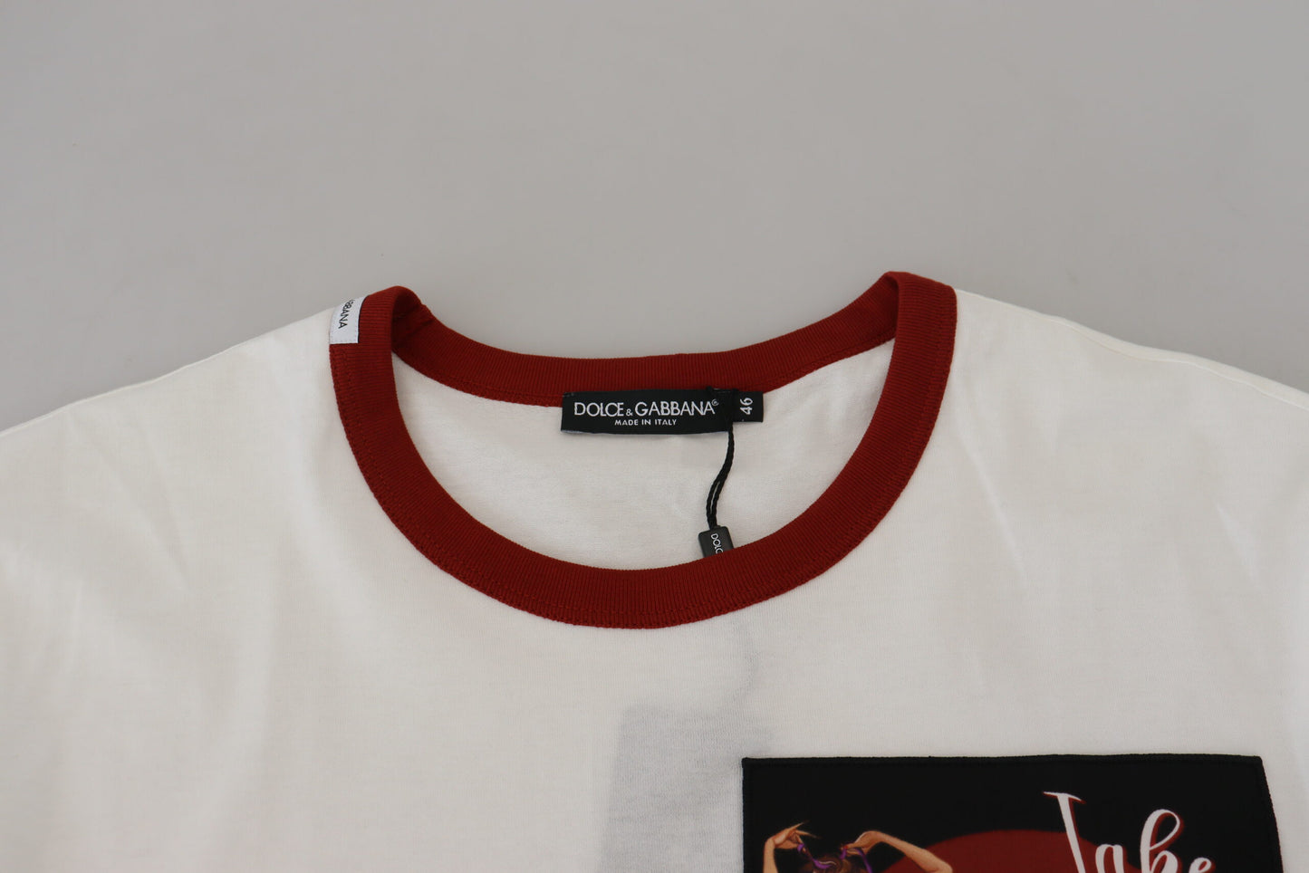 Dolce & Gabbana Men's Cotton White Logo Print Crewneck T-shirt