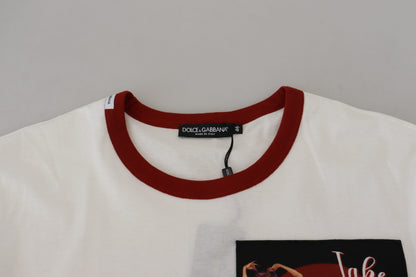 Dolce & Gabbana Men's Cotton White Logo Print Crewneck T-shirt