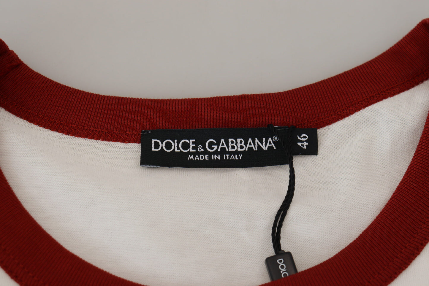 Dolce & Gabbana Men's Cotton White Logo Print Crewneck T-shirt