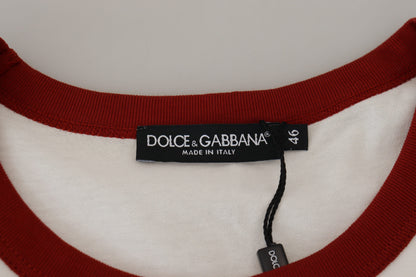 Dolce & Gabbana Men's Cotton White Logo Print Crewneck T-shirt