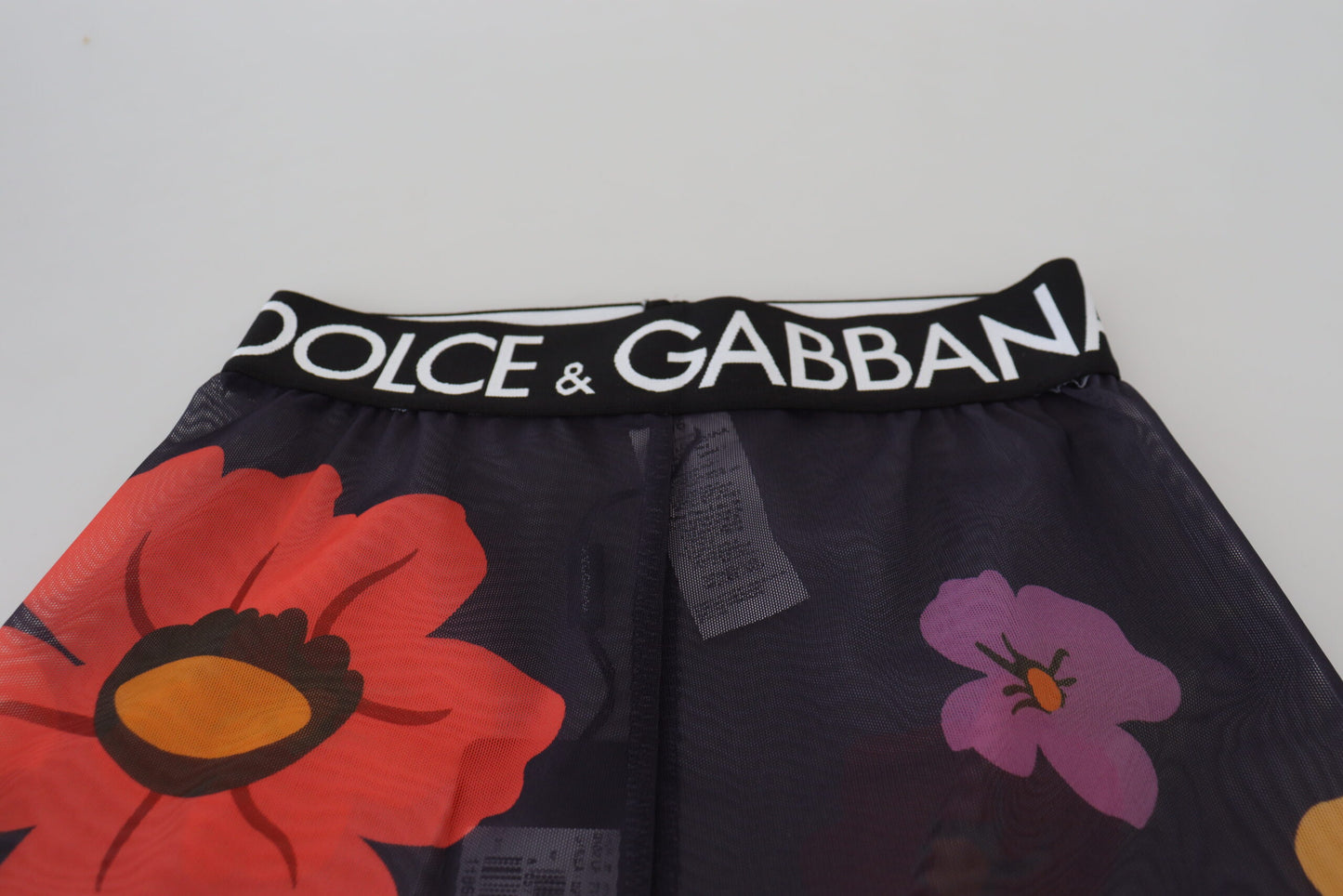 Dolce & Gabbana Black Floral 3/4 Tights Leggings Stretch Waist Pants